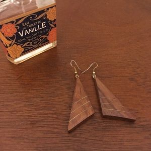 Brown and Gold Wood Earrings